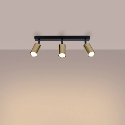 Nowoczesny plafon sufitowy WINX 3 czarny złoty stalowy do salonu i sypialni 45 cm