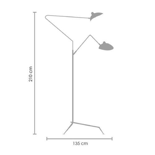 Lampa stojąca CRANE-3F czarna 210 cm nowoczesna lampa podłogowa do salonu metalowa Step into Design