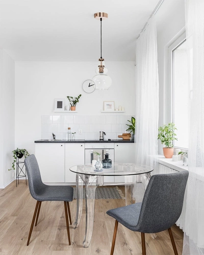 Stół okrągły szklany Ghost 80 cm transparentny glamour do jadalni i salonu Intesi