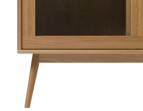 Witryna Barrali 160 cm dąb naturalny szklana drewniana do salonu