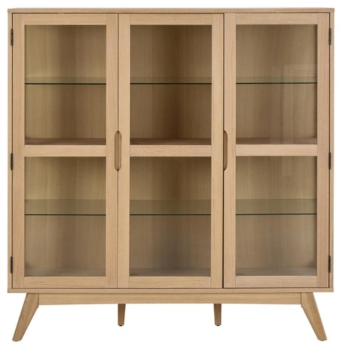 Witryna Marte drewniana skandynawska do salonu dąb bielony 140 cm