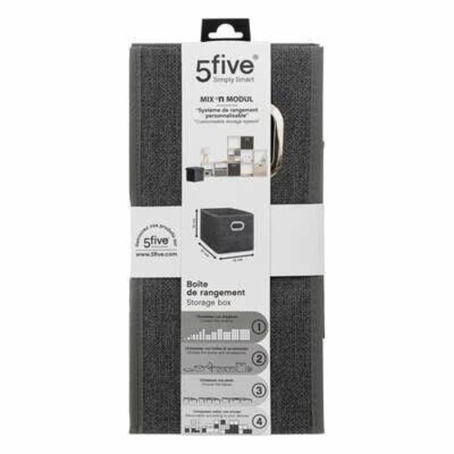 Pudełko materiałowe do regału 15x31 cm szare ciemne z uchwytem 5five simply smart