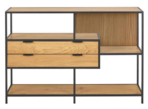 Regał na książki Seaford V loftowy z szufladami dąb dziki/czarny