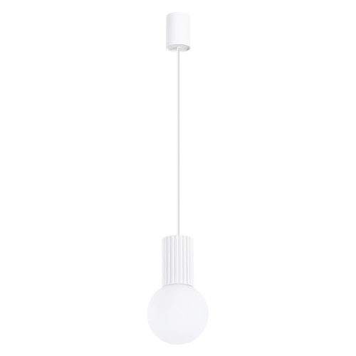 Lampa wisząca kula HALO 1 biała nowoczesna do salonu i kuchni szklana SOLLUX LIGHTING
