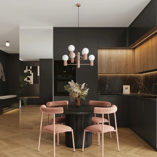 Żyrandol nowoczesny HALO 6 kawowy do salonu i jadalni z aluminium 64 cm