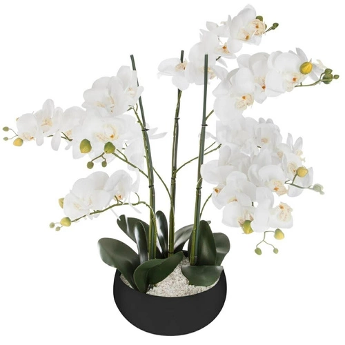 Sztuczna orchidea Atmosphera w czarnej doniczce 65 cm nowoczesna do salonu