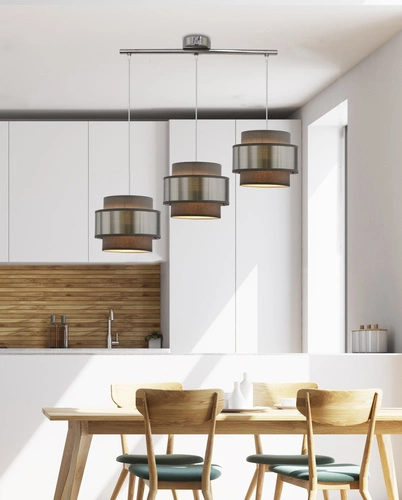 Lampa wisząca Hare chromowy 3x60W E27  abażur szary+srebrny