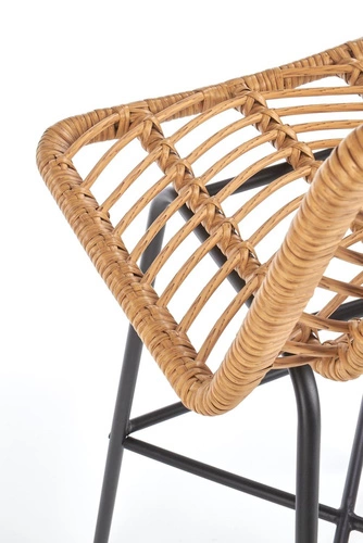 Hoker rattanowy z oparciem Surabaya Intesi naturalny czarny do kuchni wyspy 76 cm nowoczesny