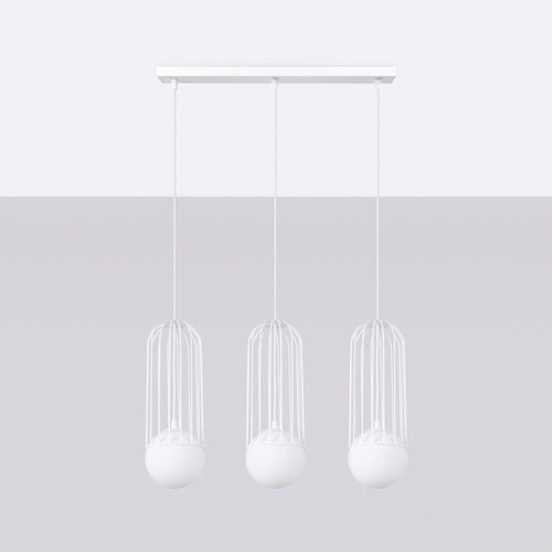 BRINA 3L nowoczesna biała lampa wisząca do salonu i jadalni potrójna SOLLUX