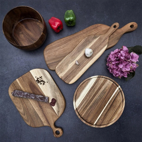 Intesi drewniana deska do krojenia z akacjowego drewna 45 cm do serwowania potraw