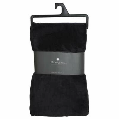 Atmosphera miękki koc mikropluszowy 180x230 cm czarny ciepły pled na kanapę