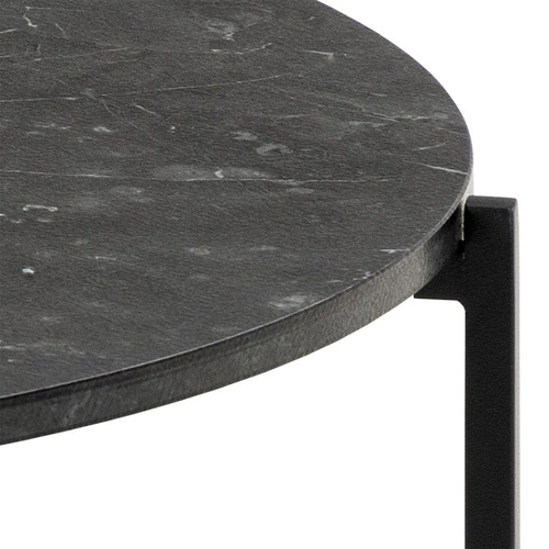 Stolik kawowy Lamoine okrągły 70 cm czarny marmur nowoczesny loft do salonu Actona
