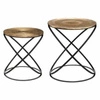 Zestaw 2 okrągłych stolików kawowych Etnik loft złoty czarny do salonu Atmosphera