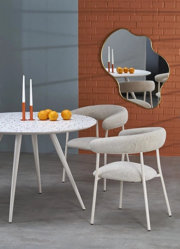 Stół okrągły Reyna 120 cm biały lastryko do jadalni nowoczesny łatwy w czyszczeniu Intesi