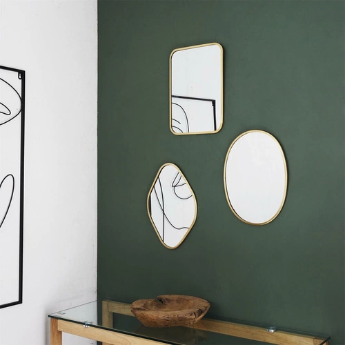 Lustro do przedpokoju Arcilla romb w złotej ramie wiszące nowoczesne Intesi 34x25 cm