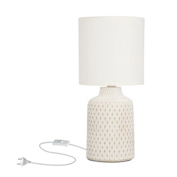 Biała lampka nocna do sypialni Iner nowoczesna ceramiczna z abażurem Candellux 32 cm