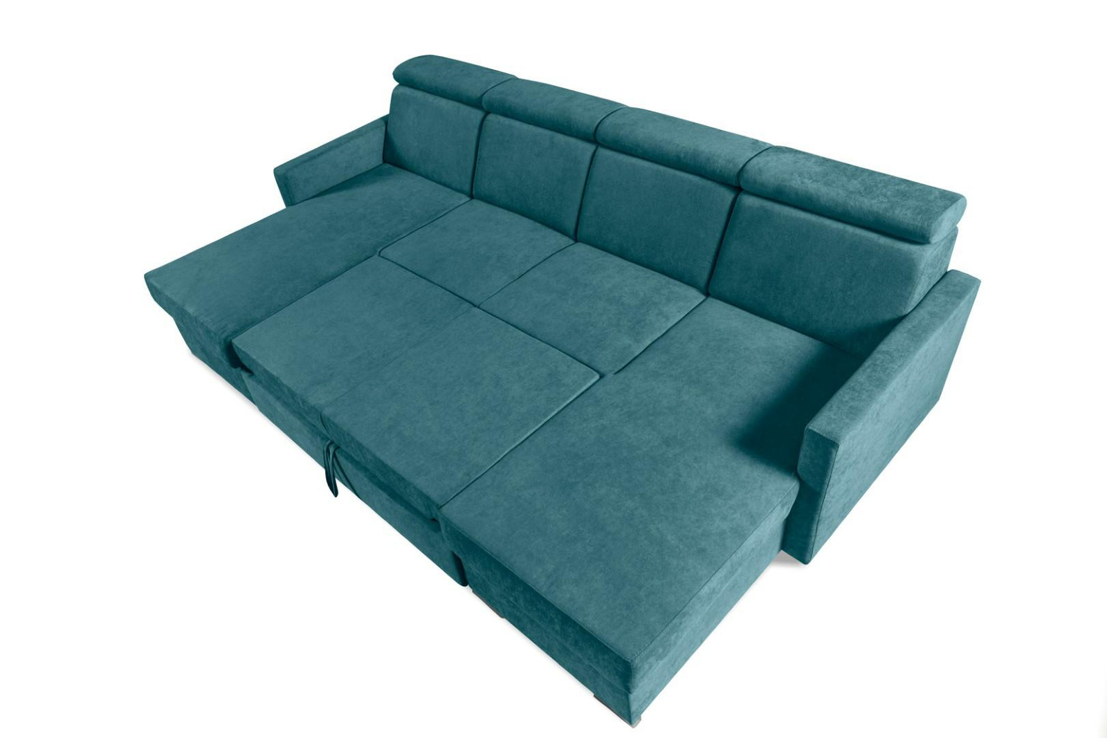 Narożnik Mils U z funkcją spania morski tkanina Soro 86