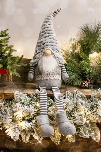 Skrzat w futrzanej czapce szary  70cm   