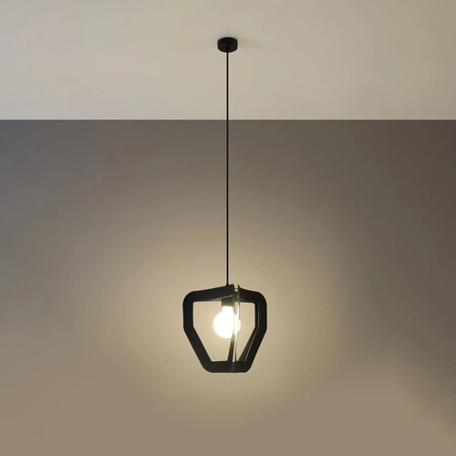 Lampa wisząca Tres czarna nowoczesna do salonu kuchni lub nad wyspę metalowa 33 cm