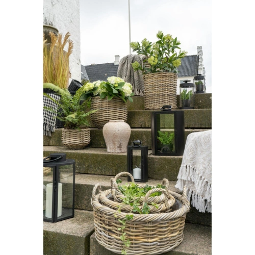 Zestaw 3 koszy dekoracyjnych Kuta rattan kubu do przechowywania do salonu