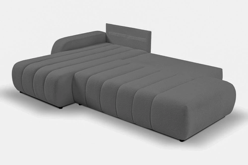 Narożnik z funkcją spania lewy Hobro szary nowoczesny do salonu z pojemnikiem Intesi