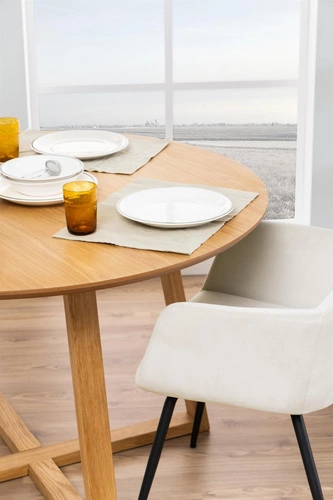 Stół okrągły dębowy Malika 120 cm nowoczesny do jadalni i kuchni Actona