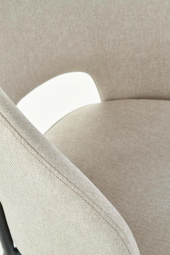 Krzesło tapicerowane Humber beżowe do jadalni i salonu nowoczesne na czarnych metalowych nogach