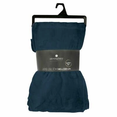 Koc flanelowy Atmosphera granatowy 180x230 cm ciepły i miękki na łóżko lub kanapę