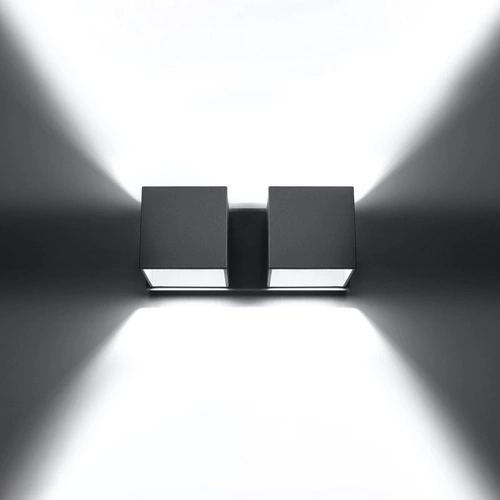 Nowoczesny szary kinkiet ścienny QUAD 2 Sollux Lighting podwójny aluminiowy do salonu i sypialni