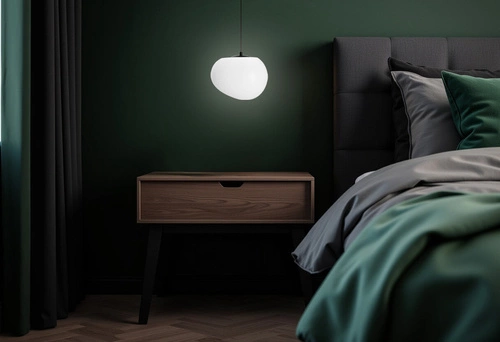 Lampa wisząca STONES czarny 25cm 1x40W E27 klosz biały