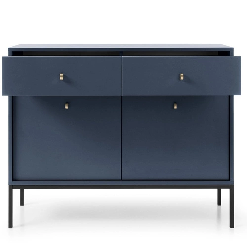 Komoda Evora granatowa z szufladami na wysokich nogach glamour do salonu 104 cm Intesi