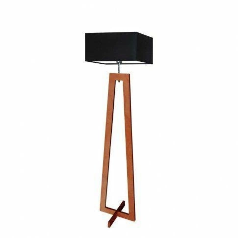 Lampa stojąca do salonu JAWA czarna z abażurem nowoczesna drewniana 138 cm Lysne