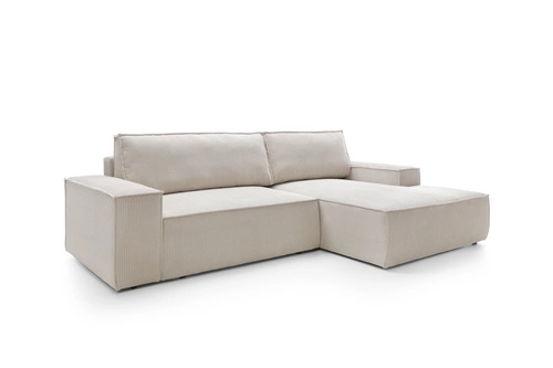 Narożnik z funkcją spania Molde M prawy beżowy nowoczesny z pojemnikiem do salonu Intesi