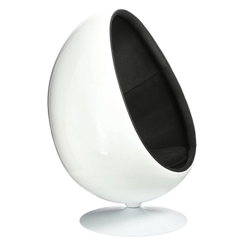Fotel jajo Ovalia Chair biało-czarny obrotowy do salonu nowoczesny z tkaniny inspirowany