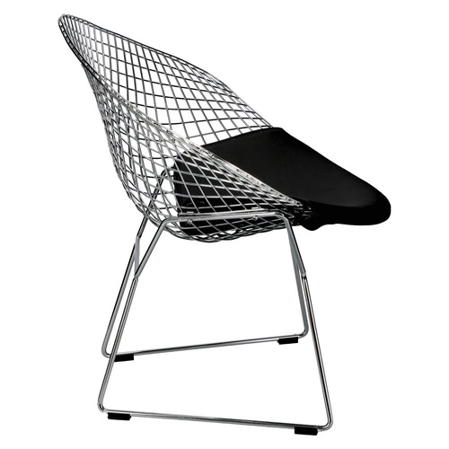 Krzesło do jadalni HarryArm inspirowane Diamond Armchair srebrne metalowe z podłokietnikami