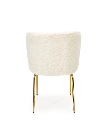 Krzesło do jadalni tapicerowane Leonore boucle kremowe ze złotymi nogami Intesi eleganckie