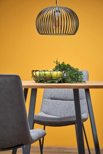 Stół okrągły do jadalni Perol 120 cm nowoczesny loft dąb złoty czarne nogi Intesi