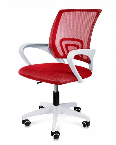 Fotel biurowy ergonomiczny Splash Intesi czerwony siatkowy obrotowy z podłokietnikami do biurka