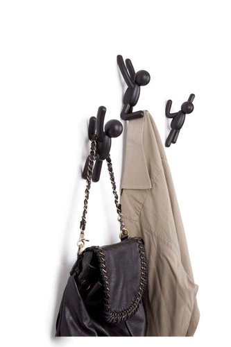 Wieszak ścienny Buddy czarny Umbra nowoczesny do przedpokoju zestaw 3 sztuki