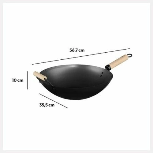 Wok stalowy z drewnianą rączką 35 cm