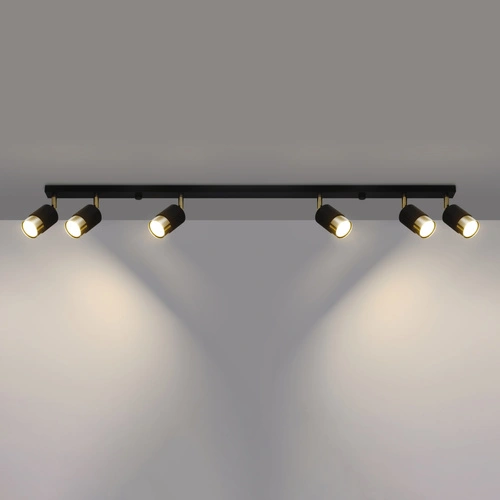 Plafon sufitowy NERO 6 czarny złoty nowoczesny do salonu kuchni sypialni Sollux