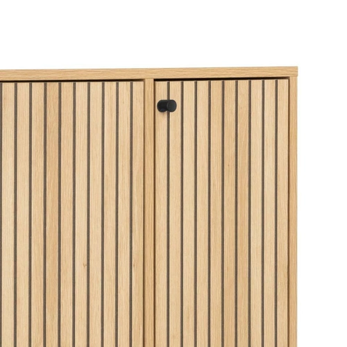 Szafka na buty Albany Actona szeroka dąb naturalny z ryflowanym frontem loftowa wysoka