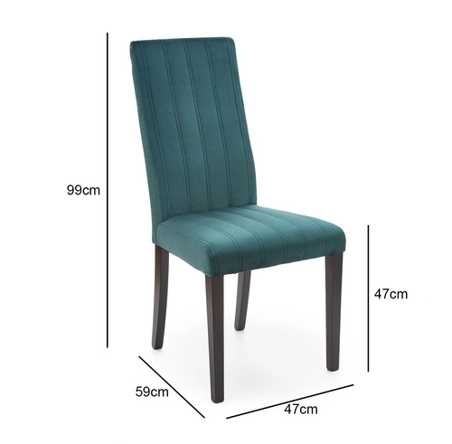 Krzesło tapicerowane Arizona Intesi do jadalni i salonu zielone pikowane z drewnianymi nogami