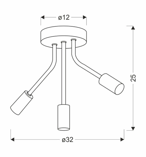 Nowoczesna lampa sufitowa Tiara 3-punktowa czarna do salonu i sypialni metalowa