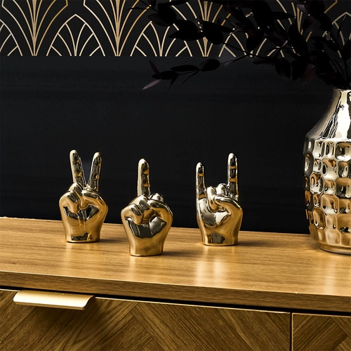 Figurka dekoracyjna Dłoń złota ceramiczna Intesi 10,5 cm nowoczesna do salonu lub biura