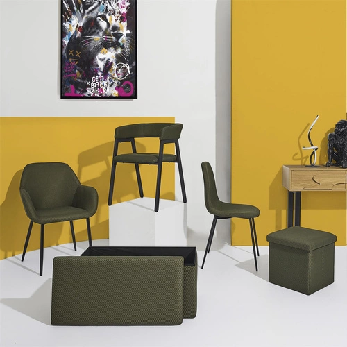 Pufa ze schowkiem Vels Atom Intesi kwadratowa składana nowoczesna do przedpokoju khaki 38x38 cm