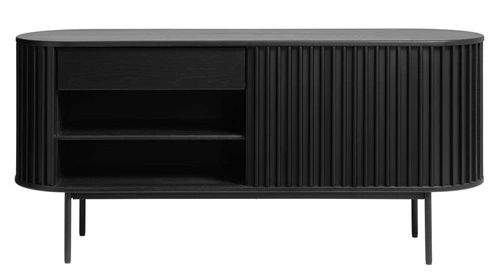 Komoda Siena czarna ryflowana 160 cm nowoczesna komoda do salonu