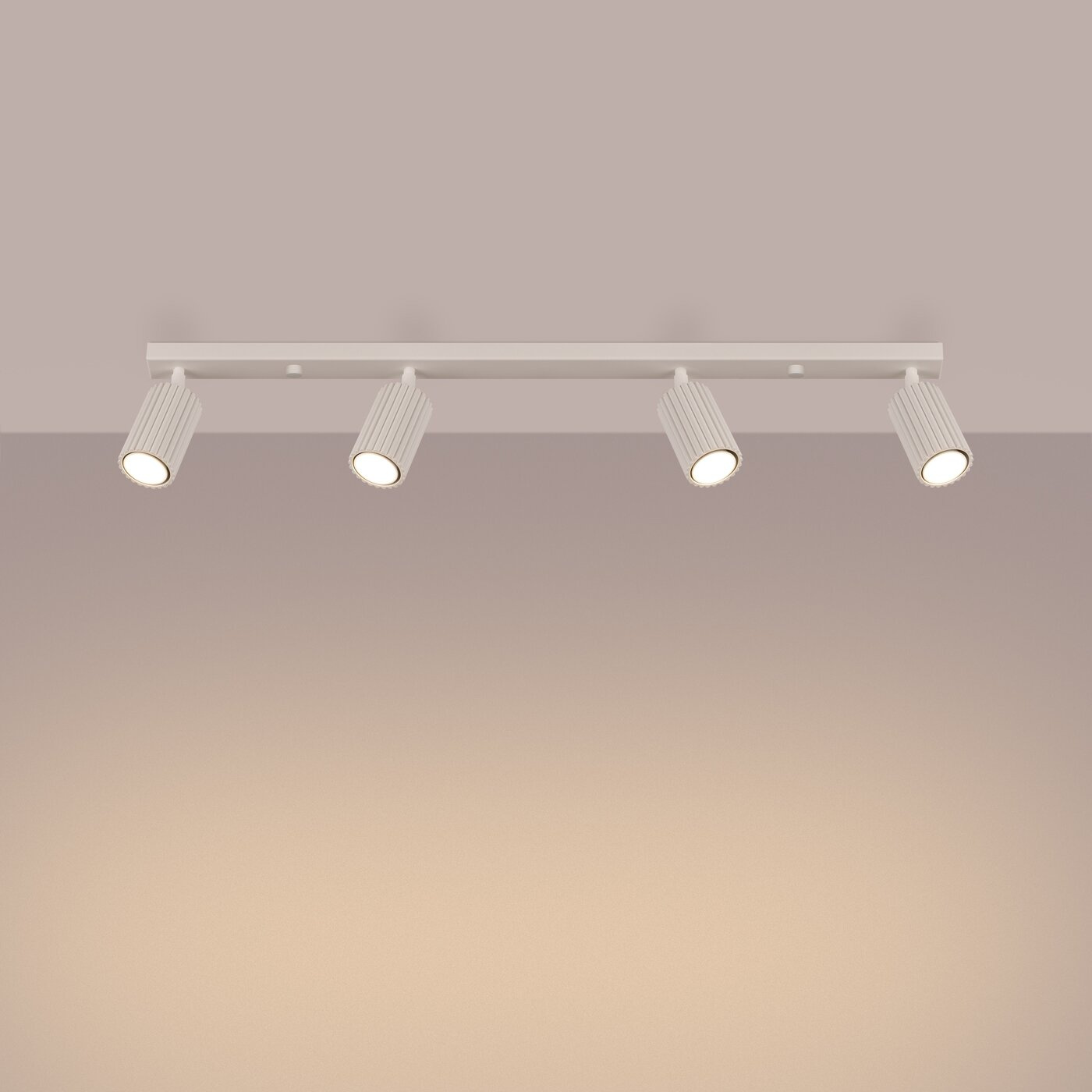 Plafon sufitowy KARBON 4L beżowy minimalistyczny aluminiowy do salonu z ruchomym kloszem