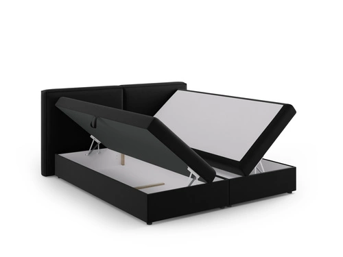 Łóżko tapicerowane Jodie Black Velvet 180x200 do sypialni z pojemnikiem czarne glamour