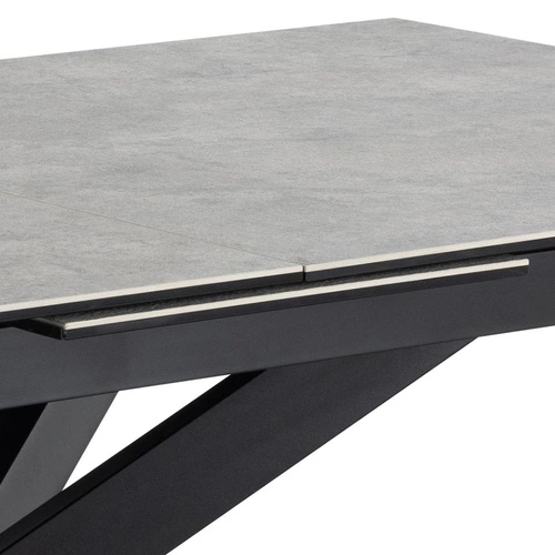 Stół rozkładany do jadalni Irwine Actona szary ceramiczny blat czarne nogi nowoczesny 168–210x90 cm